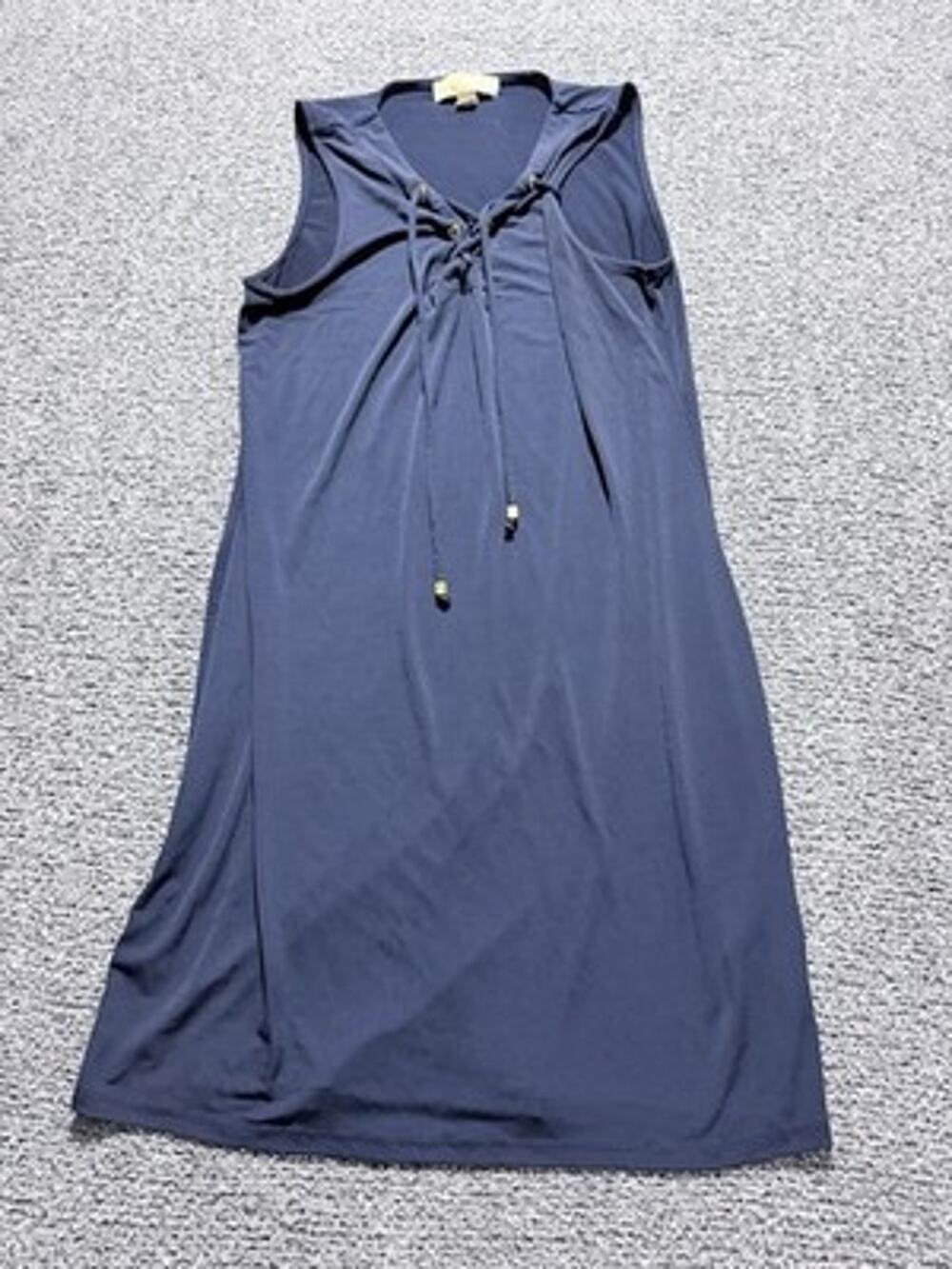 Michael Kors Blue Sleeveless Sz M, Preppy, Casual, Lace-Up Neck, Chic Dress.